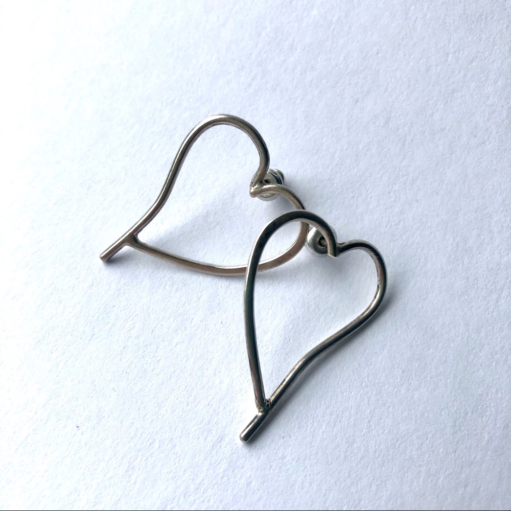 Sterling Silver Heart Shaped Handmade Earrings - Picture 3 of 5